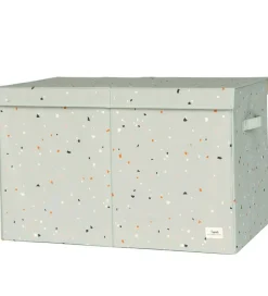 3 Sprouts Opbevaringskasse m. Låg- 63x38x39 cm - Terrazzo/Grøn