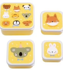 A Little Lovely Company Madkassesæt - 4 stk - Animal Friends