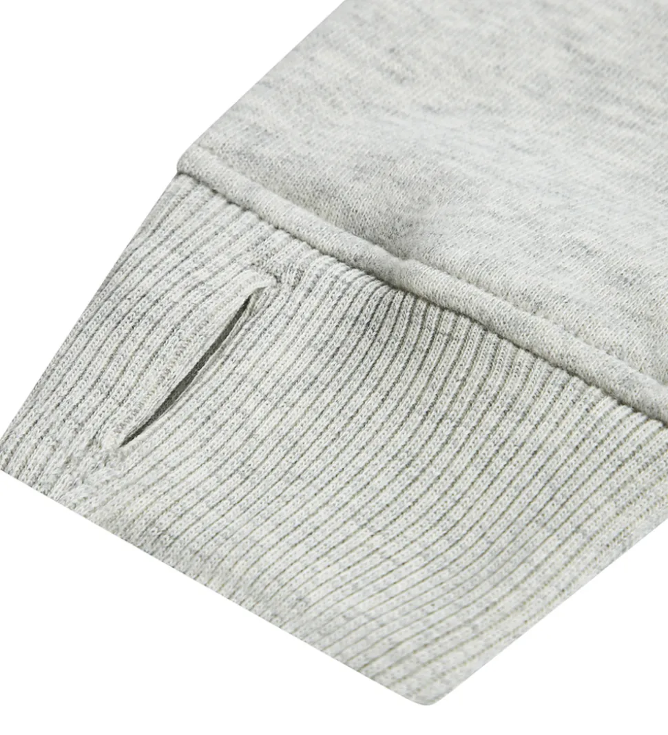 Abercrombie & Fitch Hættetrøje - Lysegråmeleret m. Print