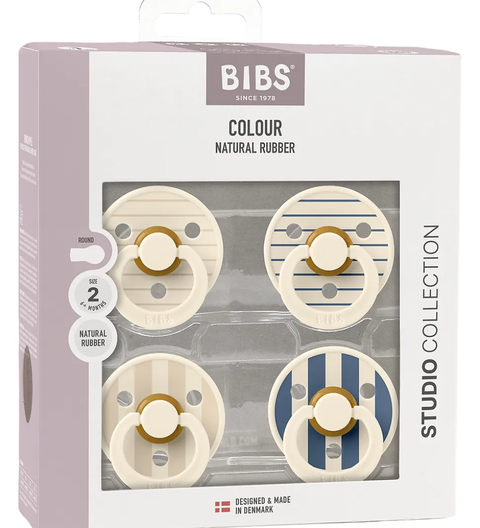 BIBS Colour Sutter - 4-pak - Str. 2 - Ivory/Vanilla/Steel Blue