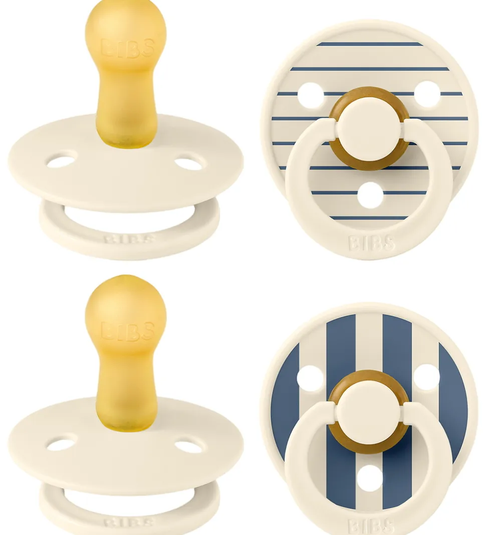 BIBS Colour Sutter - 4-pak - Str. 2 - Ivory/Vanilla/Steel Blue