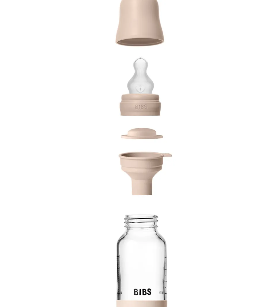 BIBS Sutteflaske - 120 ml - Glas/Silikone - Blush