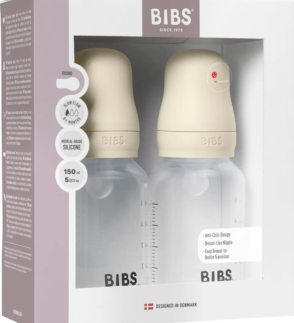 Bibs Sutteflaske - 2-pak - 150 ml - PP/Silikone - Ivory