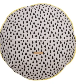 Bloomingville Pude - Ø50 cm - Grå/Gul m. Skyer