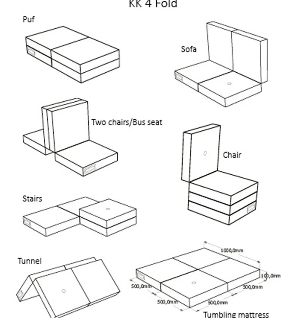 by KlipKlap Foldemadras - 4 Fold - 100x100 cm - Deep Green/Light