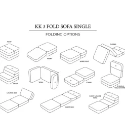 by KlipKlap Foldesofa - 3 Fold Single - 70 cm - Soft Rose/Rose