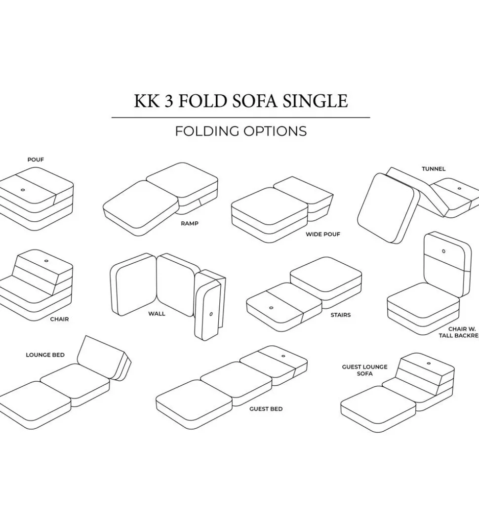 by KlipKlap Foldesofa - 3 Fold Single - 70 cm - Sand/Sand