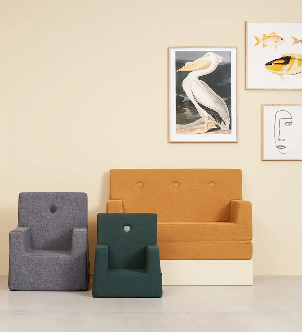 by KlipKlap Lænestol - Kids Chair XL - Blue Grey w. Grey