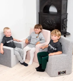 by KlipKlap Lænestol - Kids Chair XL - 63x49x42 cm - Multi Grey/