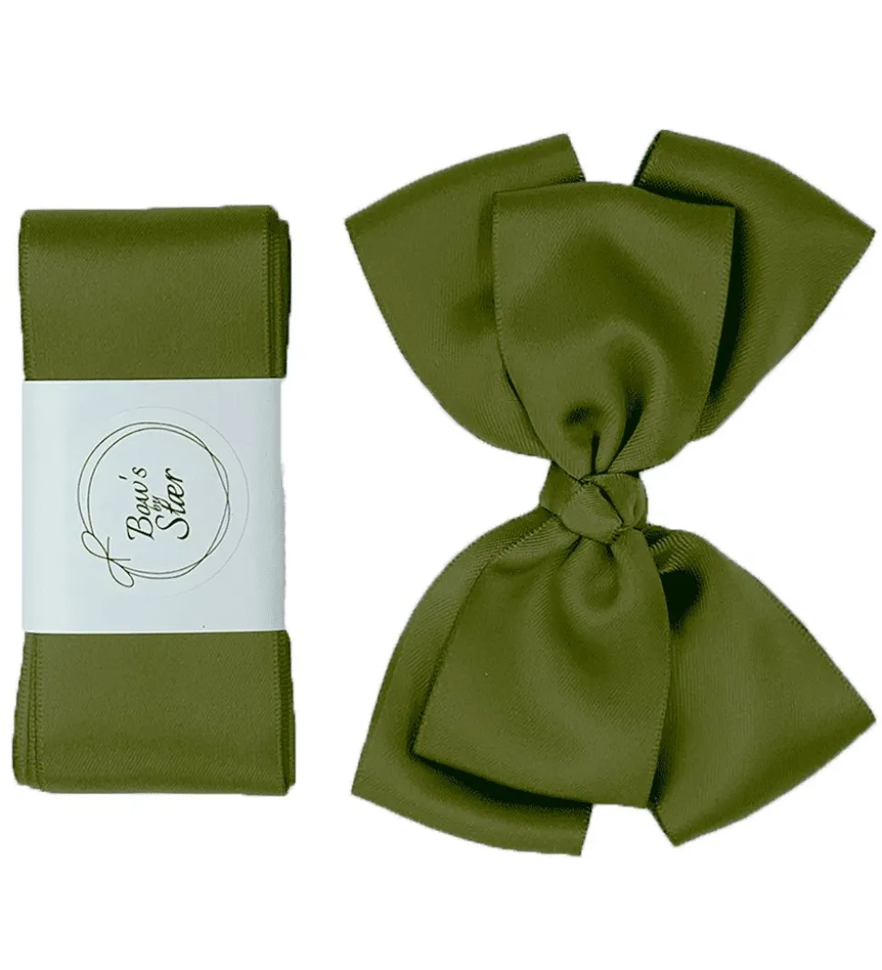 By Stær Dåbsbånd m. Sløjfe - Satin - Double Bow - Moss
