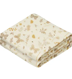 Cam Cam Babysvøb - 120x120 cm - Beige m. Blade/Sommerfugle