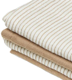 Cam Cam Vaskeklude - 4-pak - Classic Stripes Camel/Camel