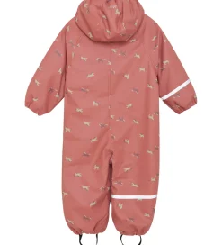 CeLaVi Regndragt m. Fleece - PU - Brick Dust m. Print