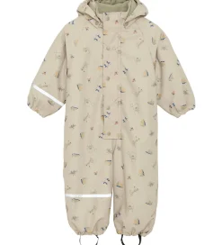 CeLaVi Regndragt m. Fleece - PU - White Pepper m. Print