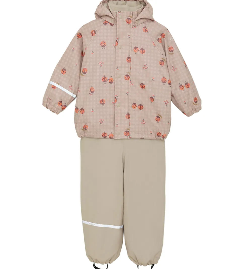 CeLaVi Regntøj m. Seler/Fleece - Recycle PU - Nasturtium m. Prin