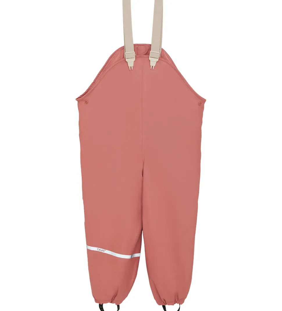 CeLaVi Regntøj m. Seler/Fleece - Recycle PU - Brick Dust m. Prin