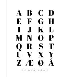 Citatplakat Plakat - A3 - Alfabet Plakat - Hvid