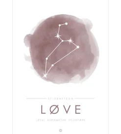 Citatplakat Plakat - A3 - Stjernebillede - Løve - Lyserød