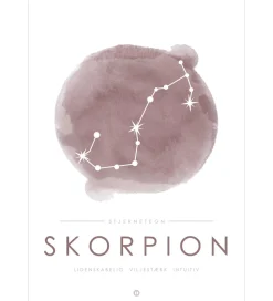 Citatplakat Plakat - A3 - Stjernebillede - Skorpion - Lyserød