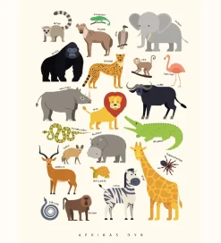 Citatplakat Plakat - Børneplakat - Afrikas Dyr - A3