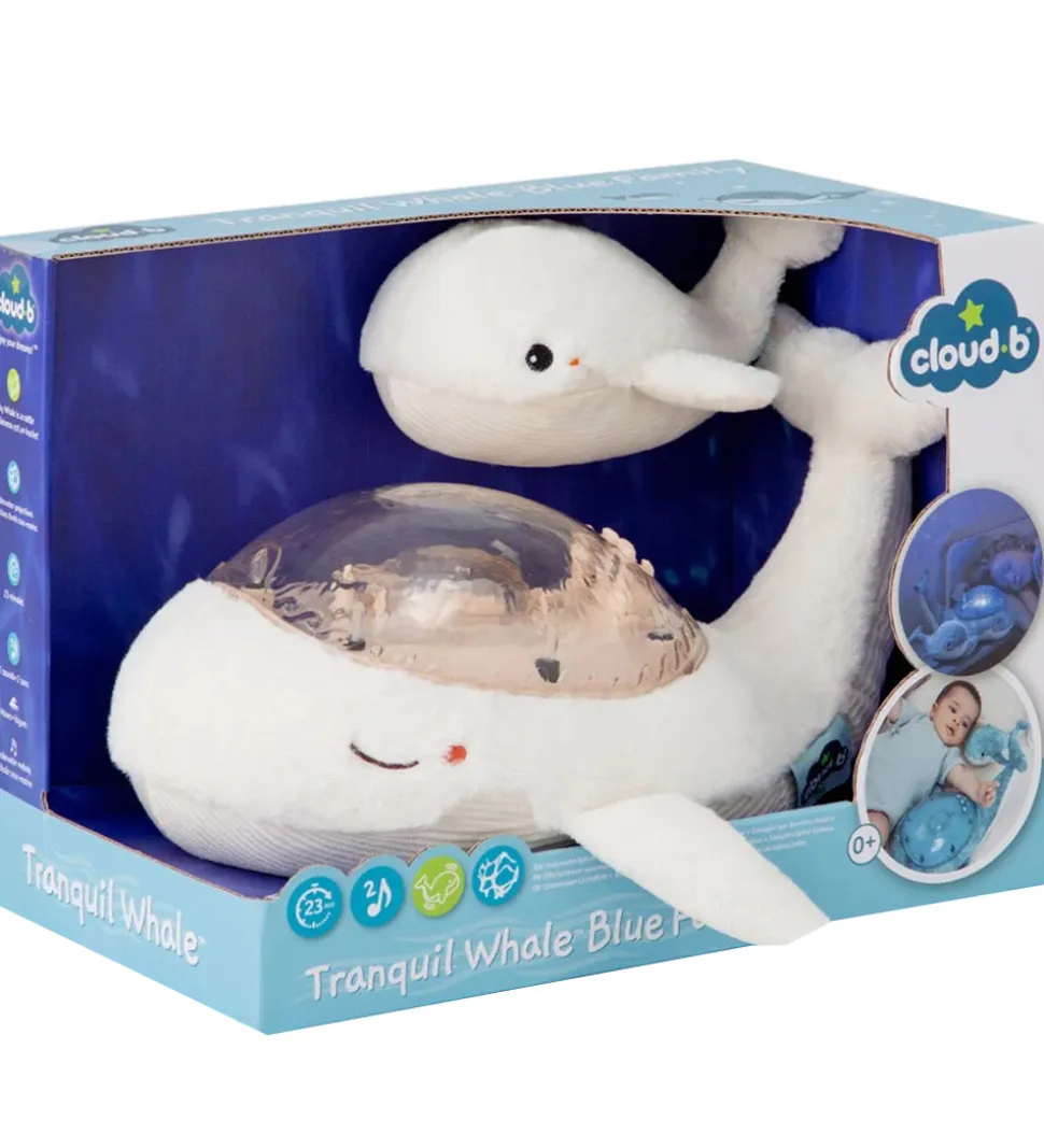 Cloud-B Natlampe m. Lyd - Tranquil Whale m. Unge - 30x28x13 cm -