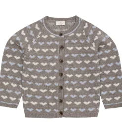 Copenhagen Colors Cardigan - Strik - Naturalmel/Dusty Blue Comb
