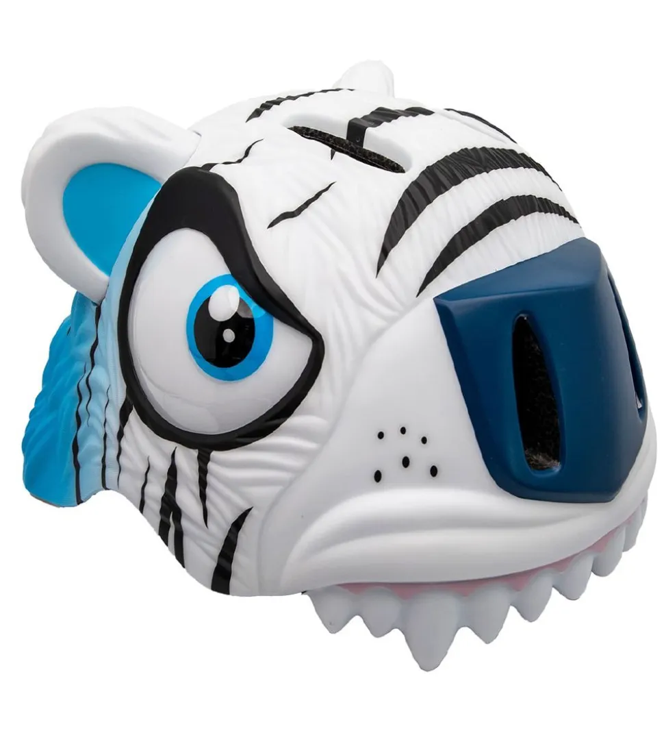 Crazy Safety Cykelhjelm m. Lys - Tiger - Hvid