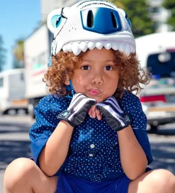 Crazy Safety Cykelhjelm m. Lys - Tiger - Hvid