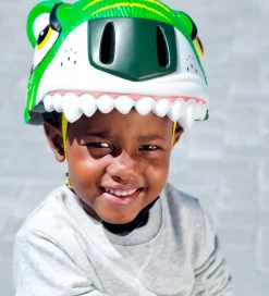 Crazy Safety Cykelhjelm m. Lys - Tiger - Grøn