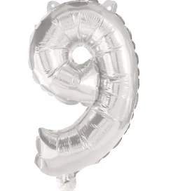 Decorata Party Foileballon - 95 cm - No 9 - Sølv