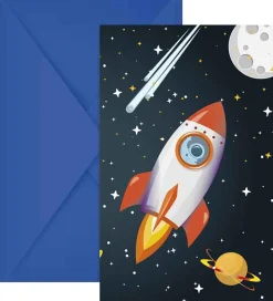 Decorata Party Invitationer - 6-pak - Rocket Space