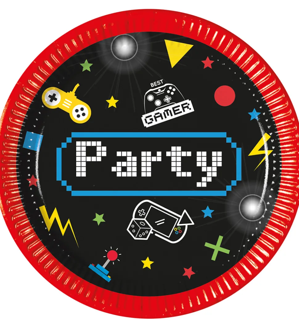 Decorata Party Paptallerkner - 8-pak - 19,5 cm - Gaming Party