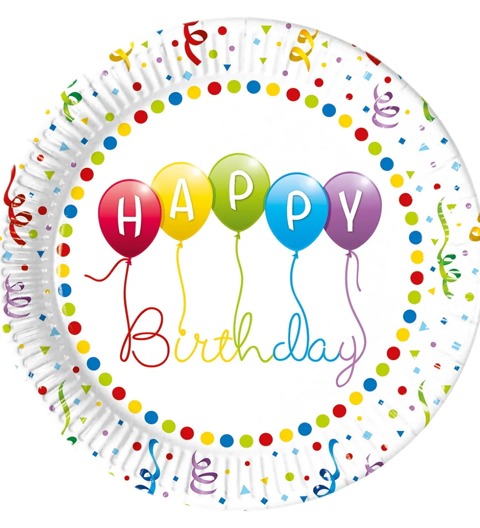 Decorata Party Paptallerkner - 8-pak - 23 cm - Happy Birthday St