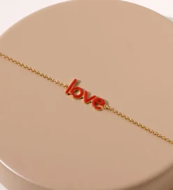 Design Letters Armbånd - Keywords Chain - 18k Guldbelagt - Coral