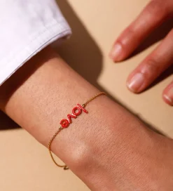 Design Letters Armbånd - Keywords Chain - 18k Guldbelagt - Coral