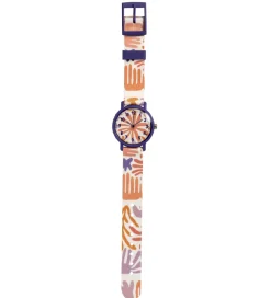 Djeco Armbåndsur - Montre Feuilles - Lilla/Orange/Hvid