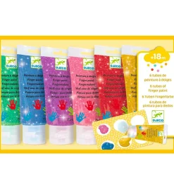 Djeco Fingermaling - 6 Farver - Glimmer