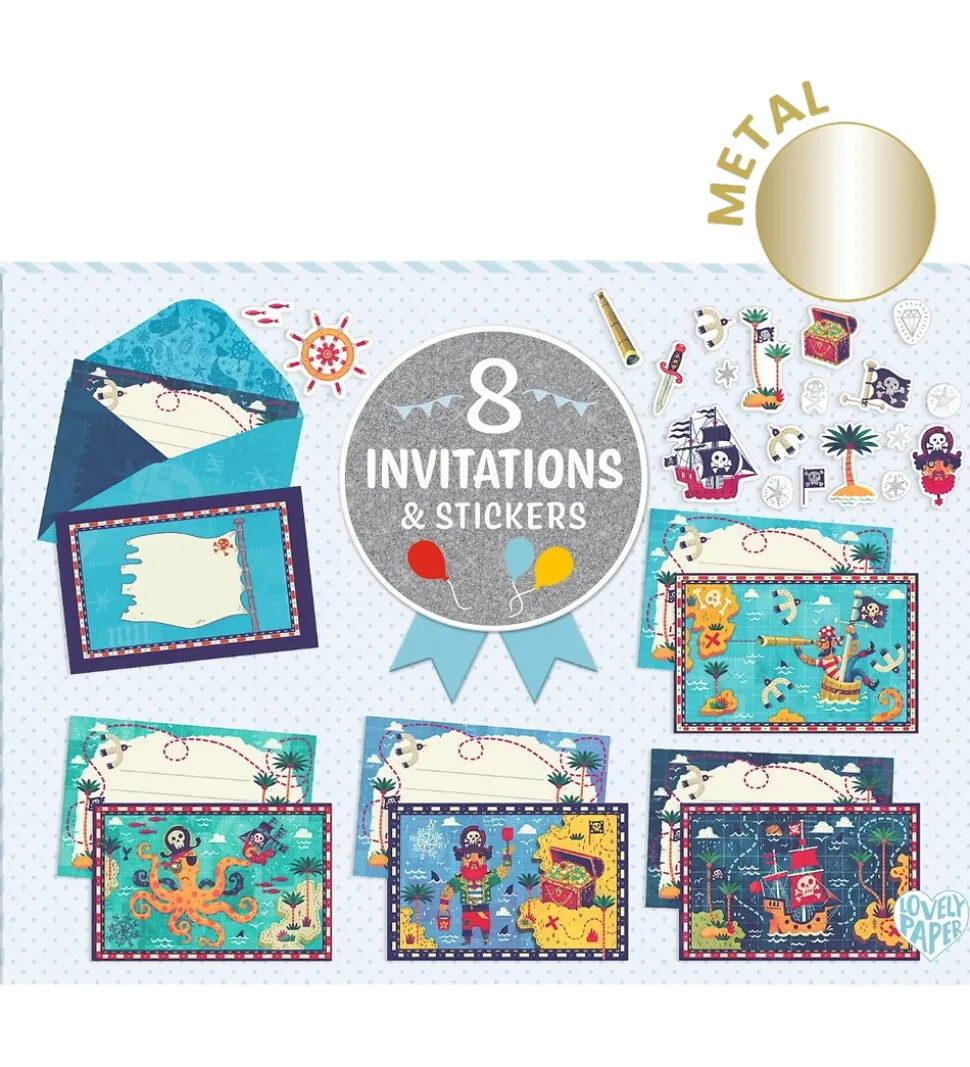 Djeco Invitationer - 8 Stk. - Pirater