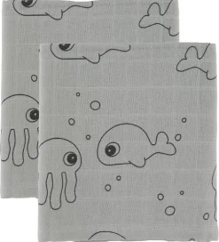 Done By Deer Babysvøb - 120x120 - 2 stk - Sea Friends - Grå
