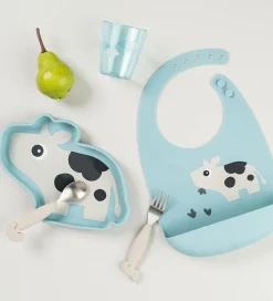 Done By Deer Silikone Stick Ad Stay Tallerken - Dotti Blå