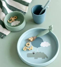 Done By Deer Spisesæt - Silikone - 3 dele - Happy Clouds - Blå