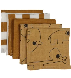 Done by Deer Vaskeklude - 5-pak - 30x30 cm - Deer Friends Mustar