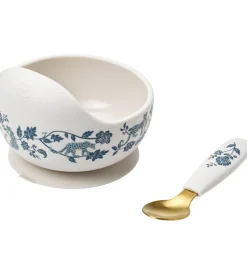 Elodie Details Skål m. Ske - Silikone - Garden Leo Toile