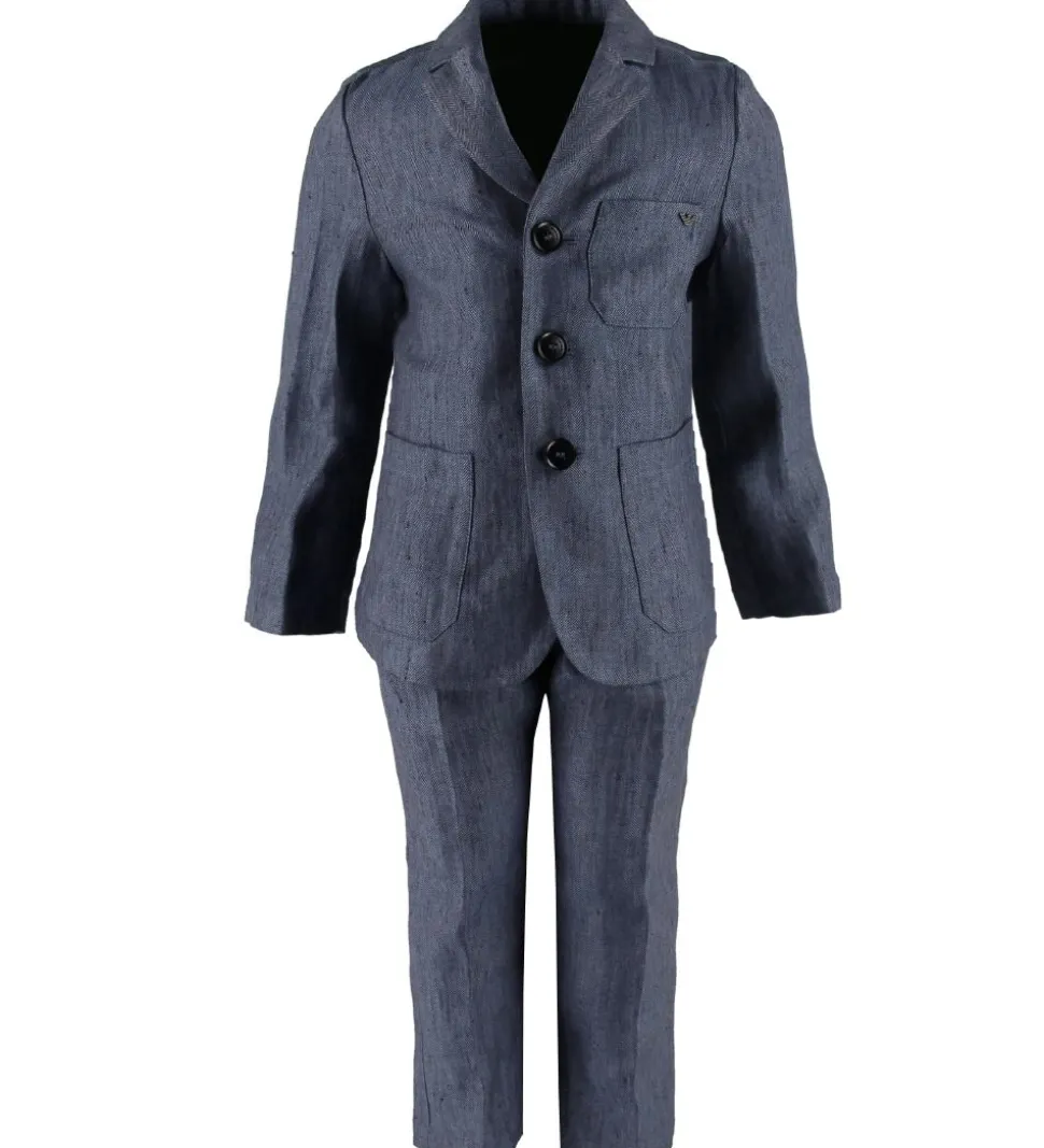 Emporio Armani Jakkesæt - Hør - Blåmeleret