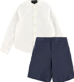 Emporio Armani Sæt - Skjorte/Shorts - Hvid/Dark Navy