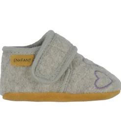 En Fant Hjemmesko - Uld - Grape Shake m. Hjerter