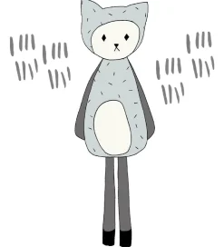 Fabelab Wallstickers - Dreamy Friend Cat - Grå m. Kat