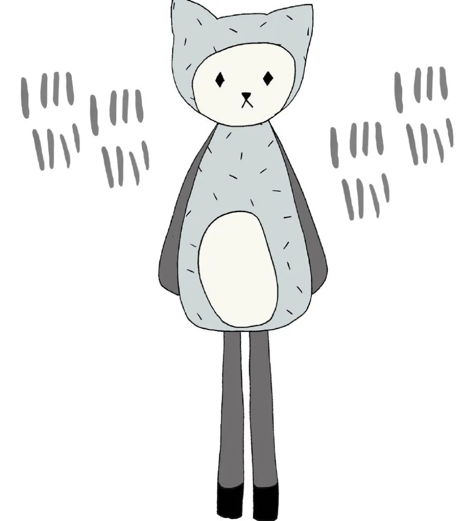 Fabelab Wallstickers - Dreamy Friend Cat - Grå m. Kat