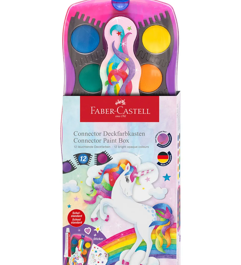 Faber-Castell Vandfarve - Unicorn Pink - 12 Farver + Chinese Whi