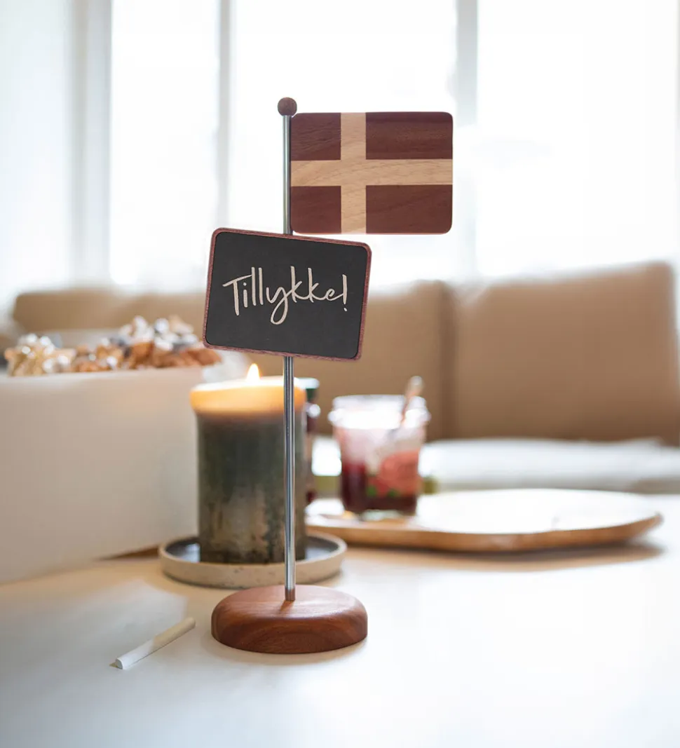 FableWood Magnetisk Bordflag m. Tavle - H. 30 cm - Natur/Stål